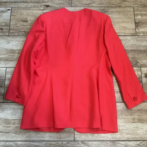 Vintage Red Embroidered Skirt Suit Sz 18 Lined - Picture 8 of 16